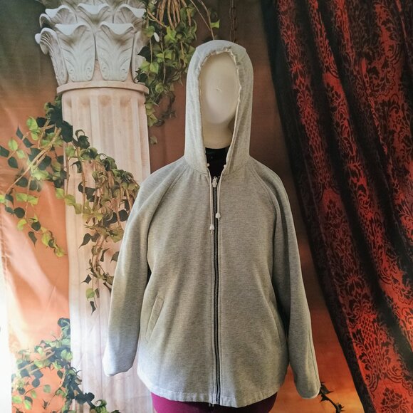 VGUC: Weather Tamer Sze. XL White & Grey Reversable Windbreaker With Hood - Picture 5 of 6